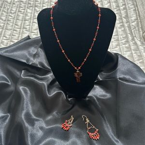 One of a kind Garnet Bead Cross Necklace